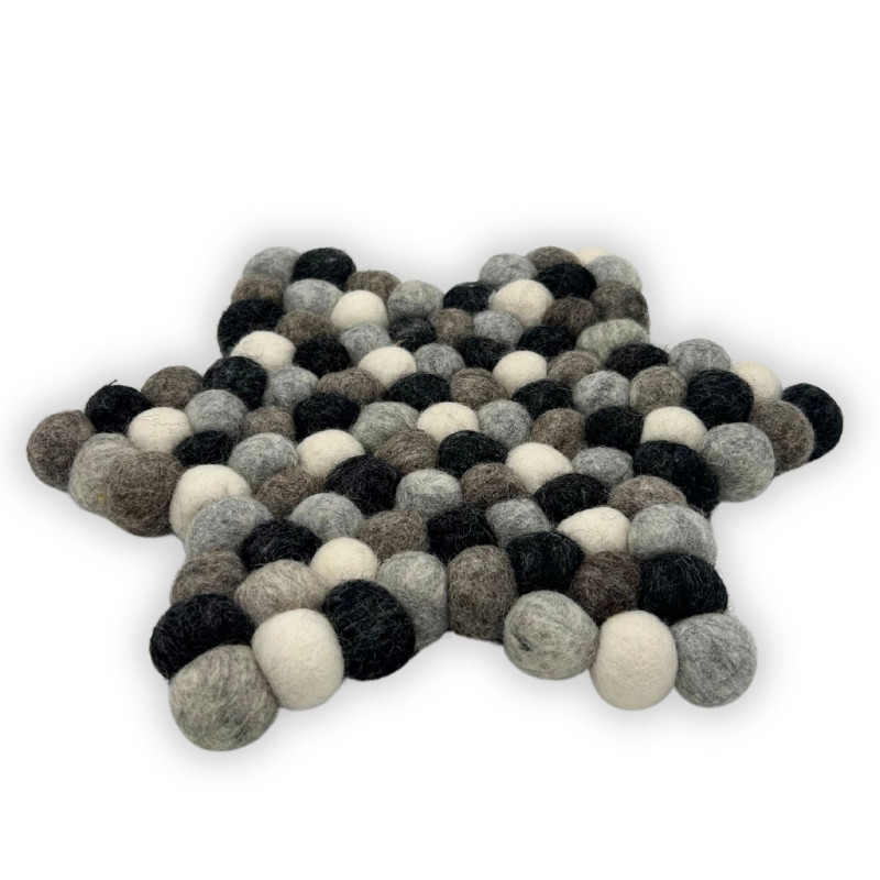 Tapis central étoile en feutre - Couleur gris multicolore