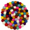 Set de table rond en boules de feutre - 20 cm multicolore