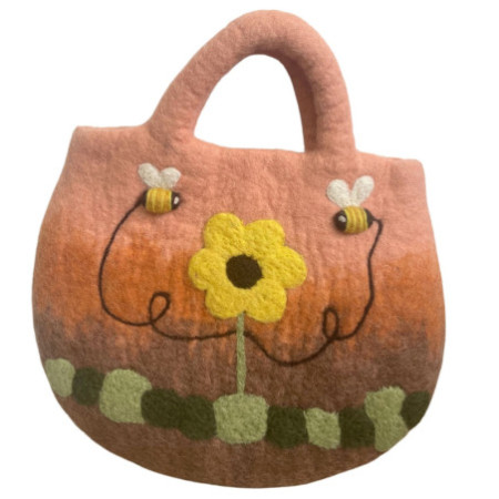 Sac feutré Tournesol et abeilles - 35 x 27 cm