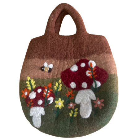 Sac en feutre Champignons - 35 x 27 cm