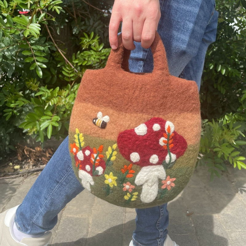 Sac en feutre Champignons - 35 x 27 cm