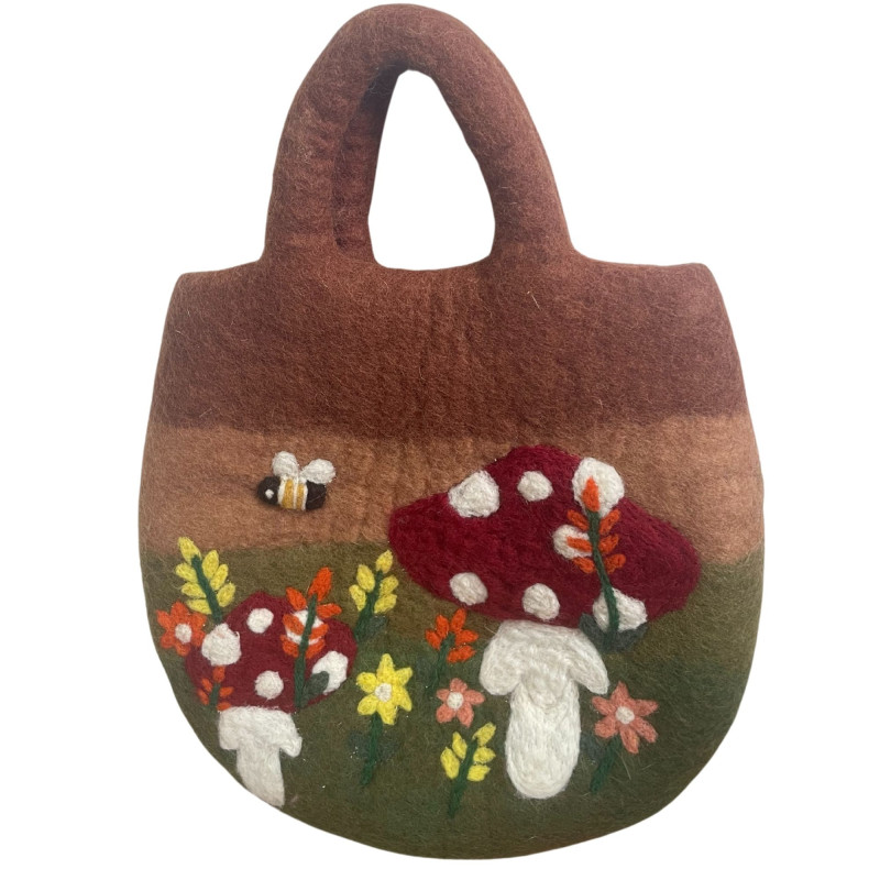 Sac en feutre Champignons - 35 x 27 cm