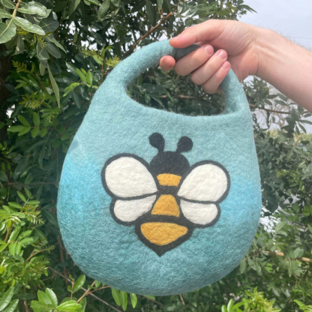 Sac à abeilles en feutre d'eau - Une poignée avec aimant - Bleu vert