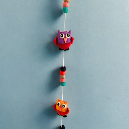 Tenture murale en feutre - Hiboux (couleurs aléatoires)