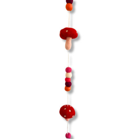 Tenture murale en feutre - Champignons rouges