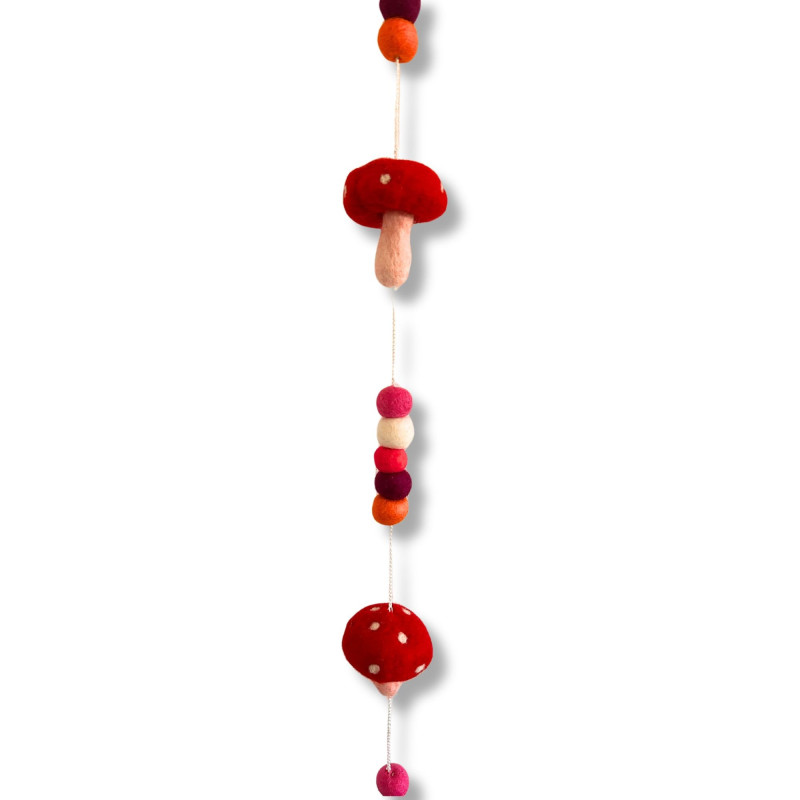 Tenture murale en feutre - Champignons rouges