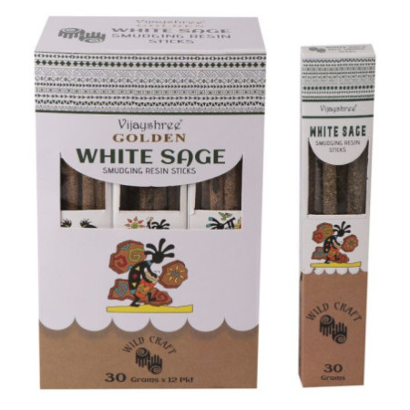 Bâtonnets de résine de sauge blanche dorée 30 g (6 pièces)
