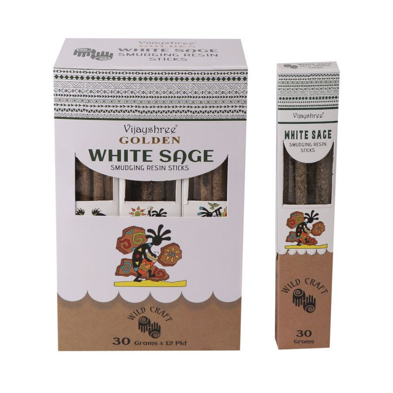 Bâtonnets de résine de sauge blanche dorée 30 g (6 pièces)