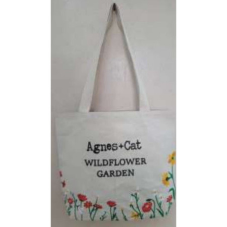 Sac de jardin - Broderie - Prairie de lavande (30x38x10cm) - 10oz coton naturel - doublure intérieure et poche