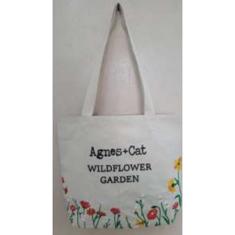 Sac de jardin - Broderie - Prairie de lavande (30x38x10cm) - 10oz coton naturel - doublure intérieure et poche