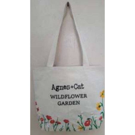 Sac de jardin - Broderie - Prairie de lavande (30x38x10cm) - 10oz coton naturel - doublure intérieure et poche