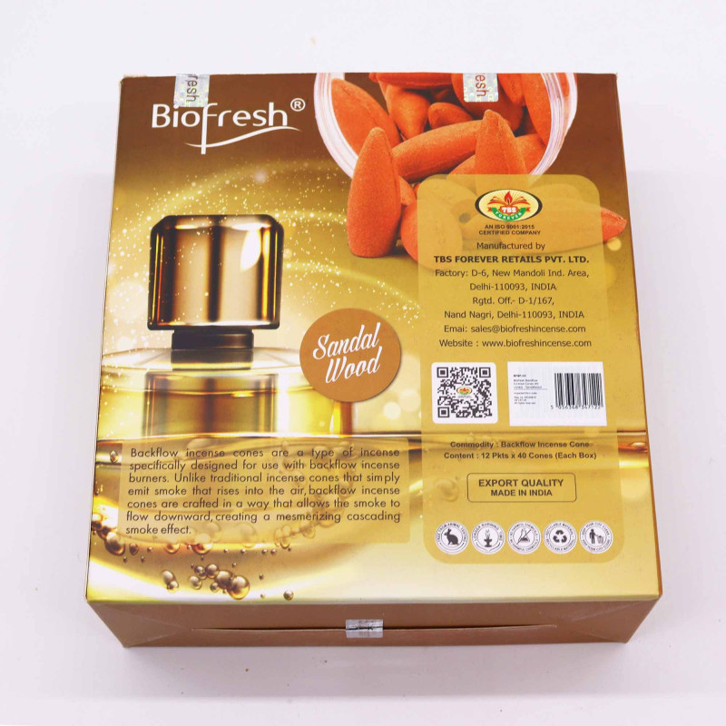 Cônes d'encens Biofresh Backflow (40 cônes) - Bois de santal