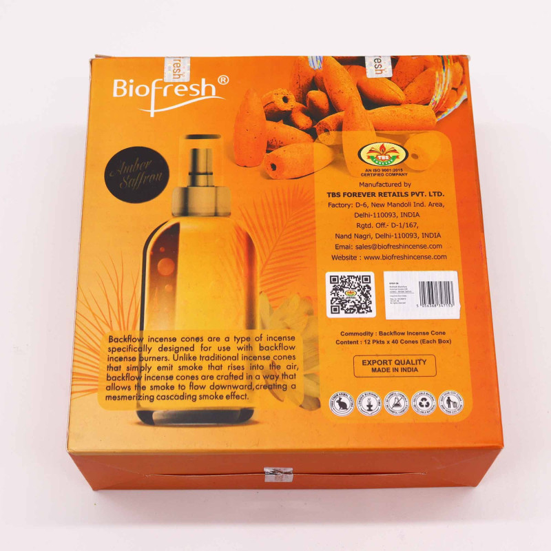 Cônes d'encens Biofresh Backflow (40 cônes) - Ambre Safran