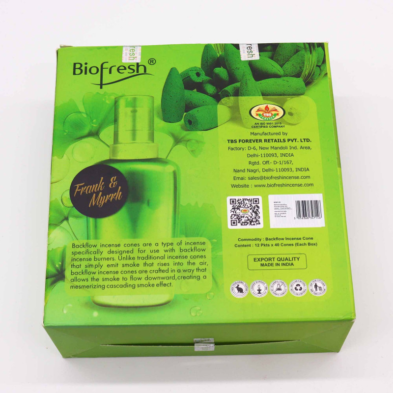 Cônes d'encens Biofresh Backflow (40 cônes) - Frank & Myrrh