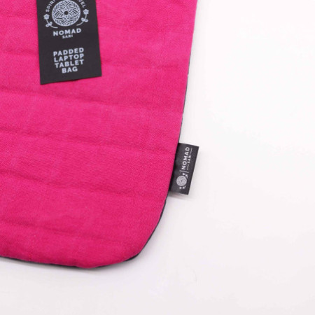 Pochette rembourrée pour ordinateur portable - Rose vif - Délavé à la pierre 14 oz