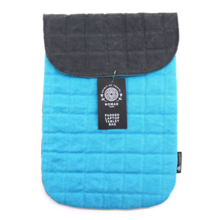 Pochette rembourrée pour ordinateur portable - Turquoise formidable - Délavage à la pierre 14 oz