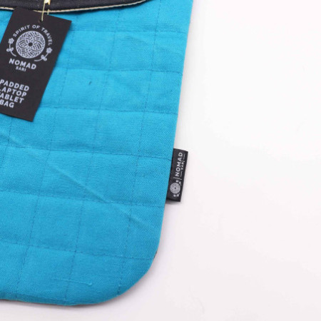 Pochette rembourrée pour ordinateur portable - Turquoise formidable - Délavage à la pierre 14 oz