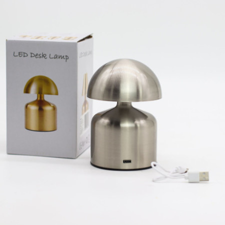 Lampe tactile - Dôme champignon argenté - USB (C) - Rechargeable (400 watts)