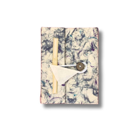 Carnet de notes Med Lokta en coton bleu mélangé, grand format (15 x 12 cm) - 45 feuilles