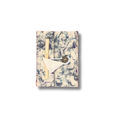 Mini carnet Lokta en coton bleu mélangé, grand format (12 x 8 cm), 40 feuilles
