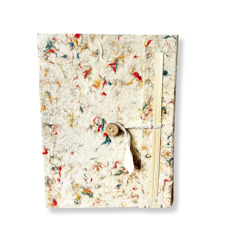 Grand carnet Lokta en coton multicolore (21 x 15 cm) - 45 feuilles - avec marque-page