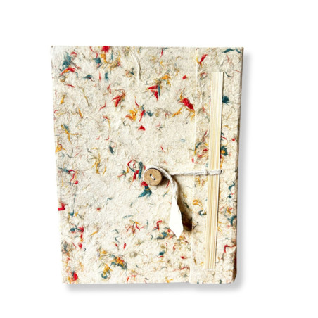 Grand carnet Lokta en coton multicolore (21 x 15 cm) - 45 feuilles - avec marque-page