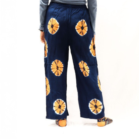 Pantalon de détente de style japonais - Large - Bleu, orange