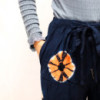 Pantalon de détente de style japonais - Large - Bleu, orange