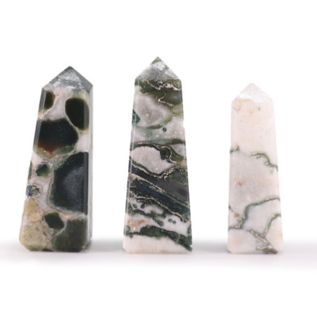 Pointes d'obélisque en pierre précieuse d'environ 5 cm - Agate mousse