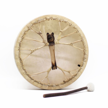 Esprit de l'Ours - Tambour et bâton chamaniques - Accordables - 40 cm