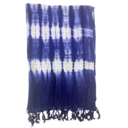 Étole/écharpe Boho Java Art - Rayures indigo - 62 x 200 cm