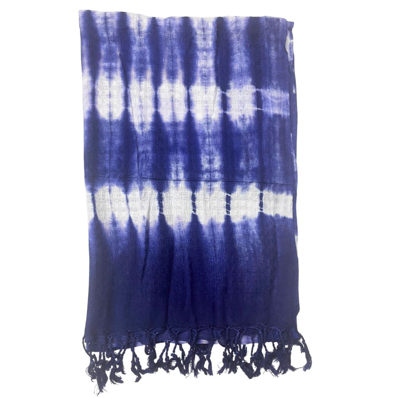 Étole/écharpe Boho Java Art - Rayures indigo - 62 x 200 cm