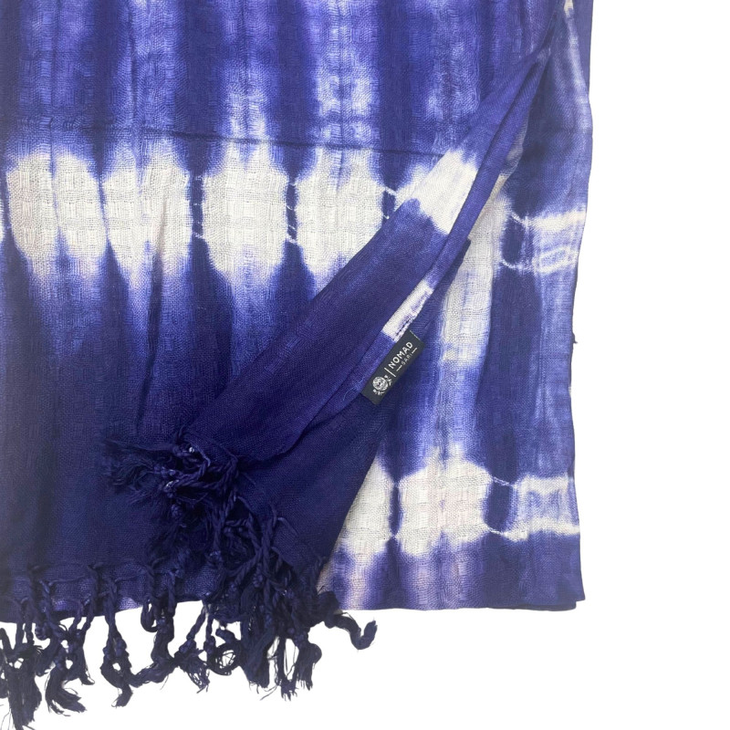 Étole/écharpe Boho Java Art - Rayures indigo - 62 x 200 cm