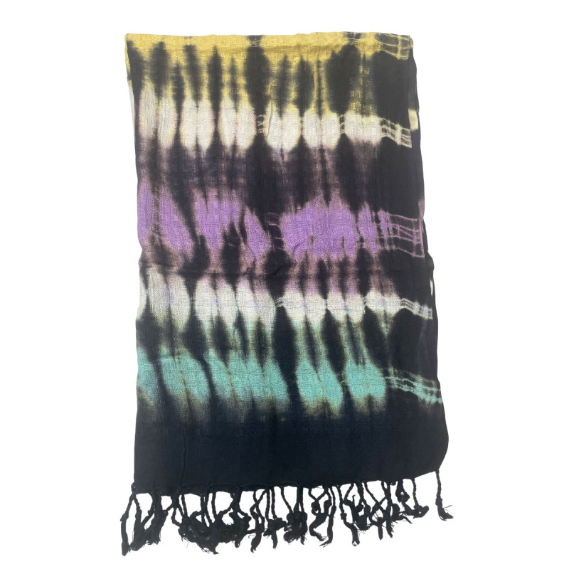 Étole/écharpe Boho Java Art - Rayures multiples - 62 x 200 cm
