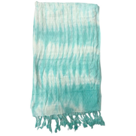 Étole/écharpe Boho Java Art - Rayures et motifs bleu sarcelle - 62 x 200 cm