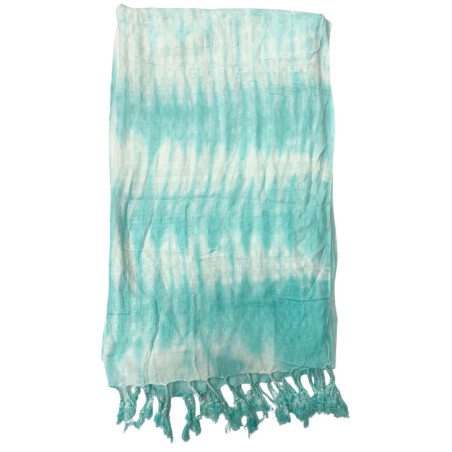 Étole/écharpe Boho Java Art - Rayures et motifs bleu sarcelle - 62 x 200 cm