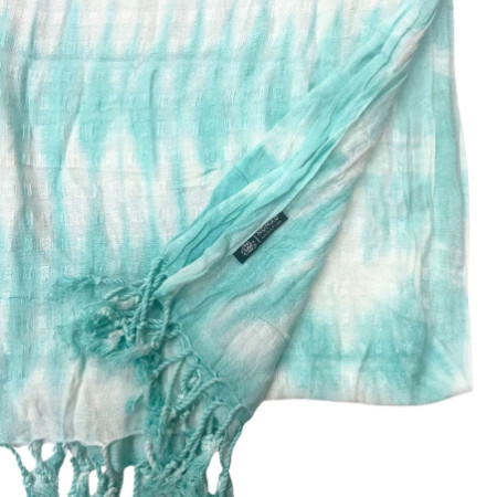 Étole/écharpe Boho Java Art - Rayures et motifs bleu sarcelle - 62 x 200 cm