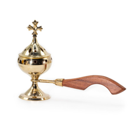 Brûle-encens en forme de croix avec manche en bois