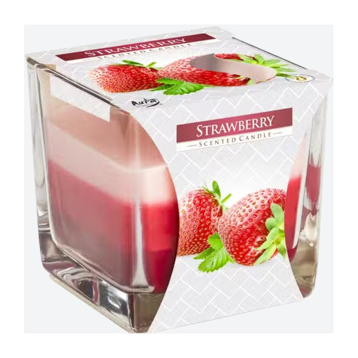 Bougie en pot arc-en-ciel - Fraise