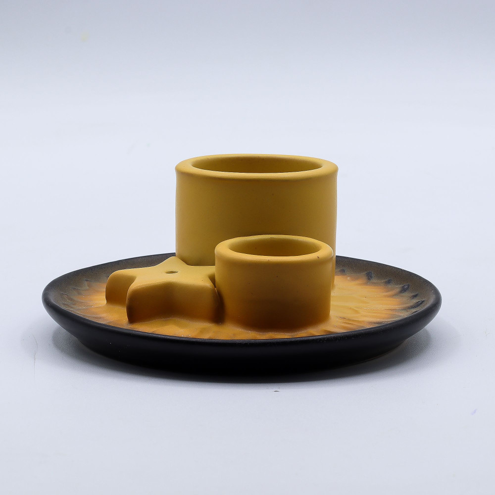 Bâtonnet de Palo Santo et porte-savon - Mandala - Sable et gris
