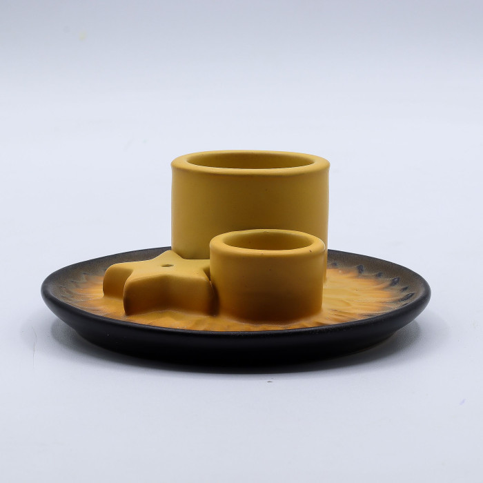 Bâtonnet de Palo Santo et porte-savon - Mandala - Sable et gris