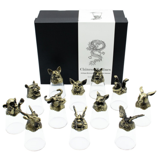 Verres à liqueur Bottom Up (25 ml) - Forêt et créatures mystiques - Bronze antique