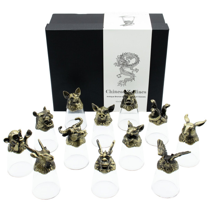 Verres à liqueur Bottom Up (25 ml) - Forêt et créatures mystiques - Bronze antique