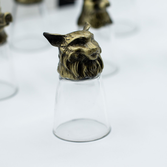 Coffret de 12 verres à liqueur Bottom Up (25 ml) - Forêt et créatures mystiques - Bronze antique