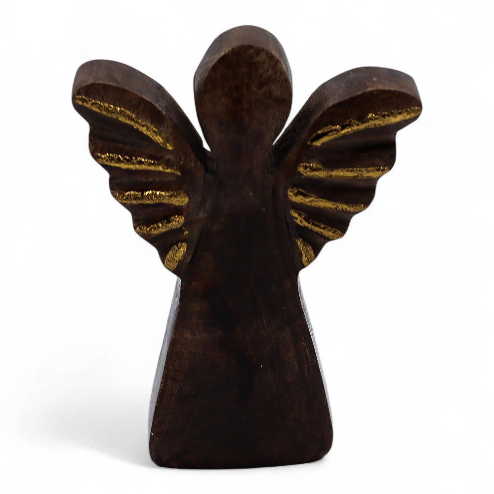 Petit ange en bois de manguier - Décor doré