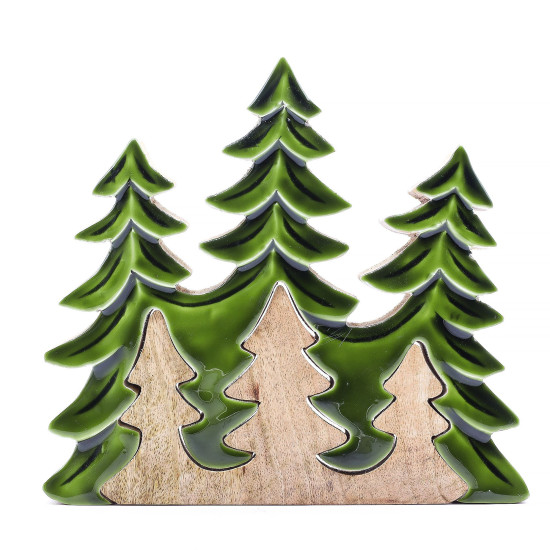 Perdu dans la forêt - Décoration en bois 3D Trois arbres - 20x23cm