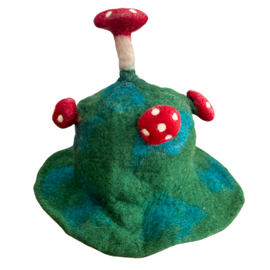 Chapeau champignon feutré - Vert mousse