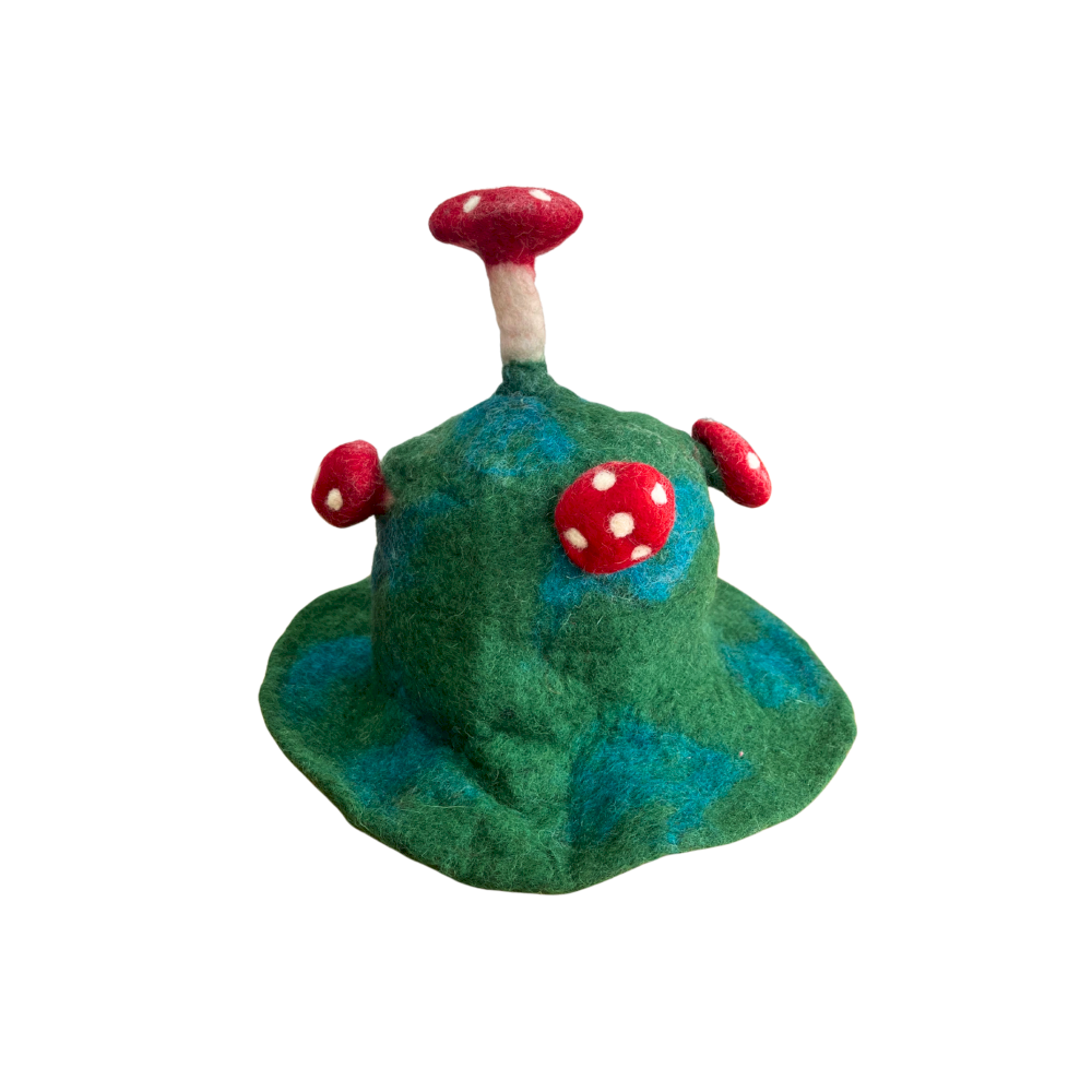 Chapeau champignon feutré - Vert mousse