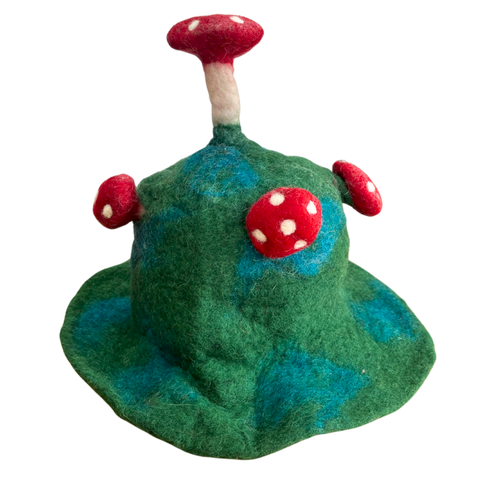 Chapeau champignon feutré - Vert mousse