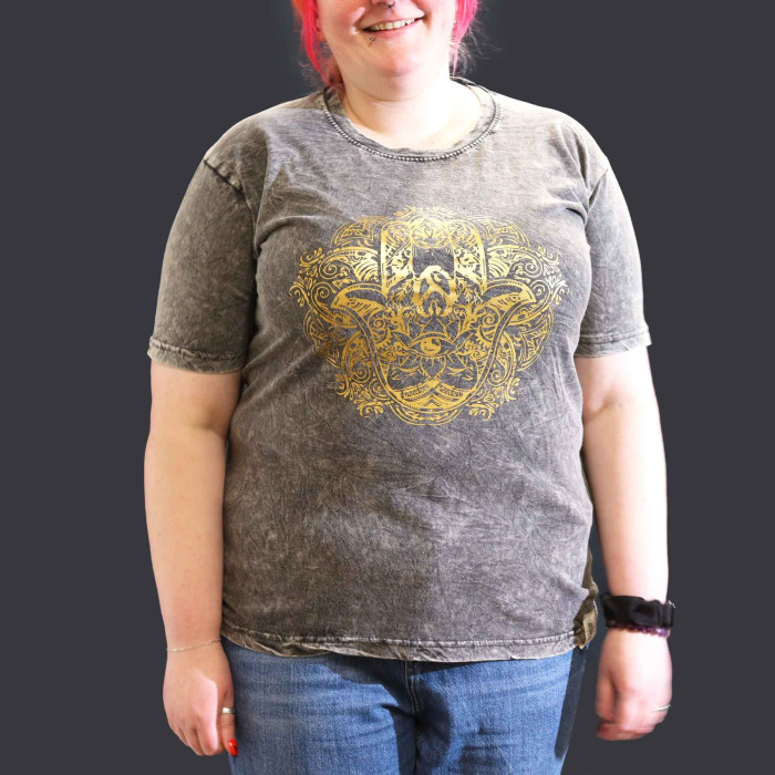 T-shirt délavé à la pierre XL - Hamsa - Gris foncé